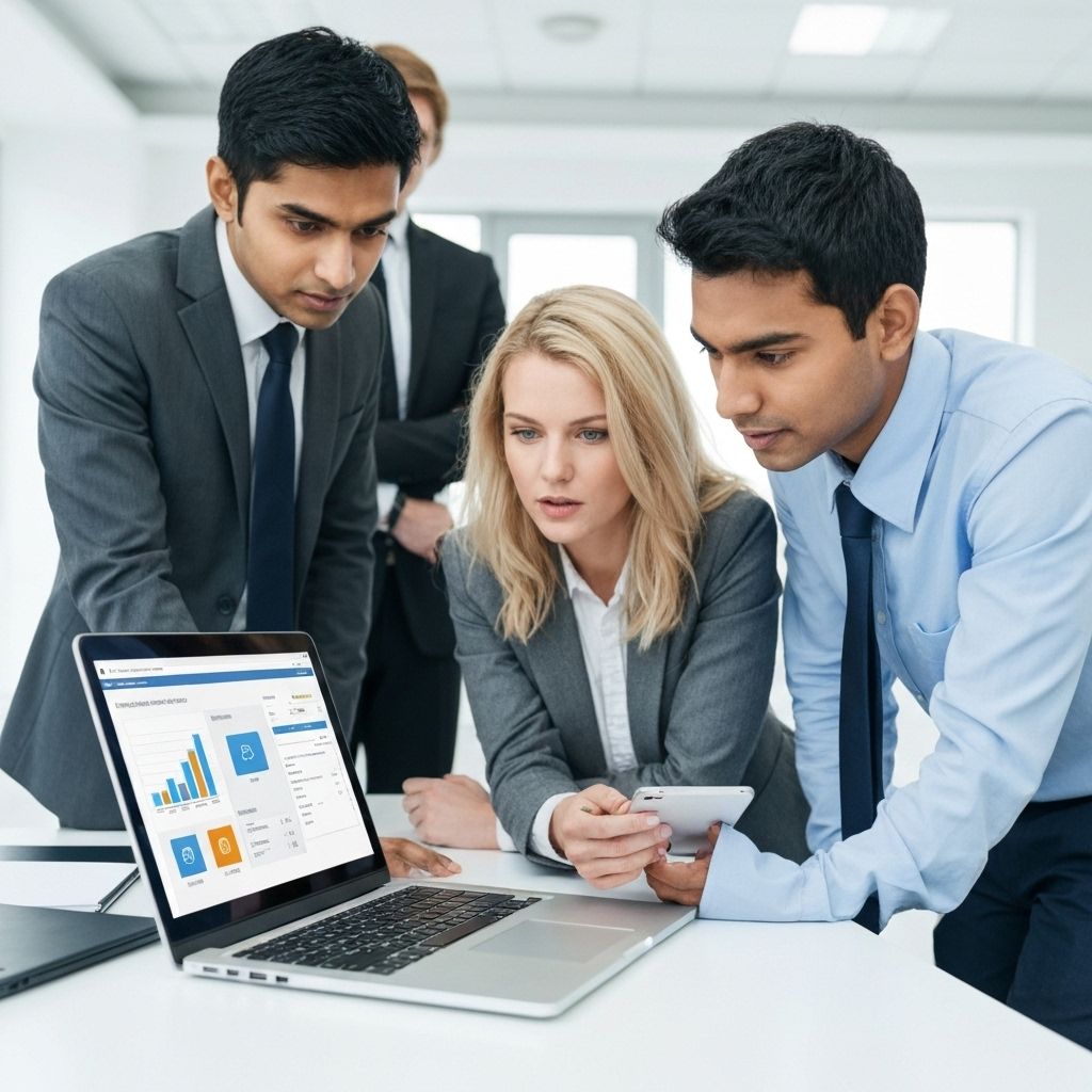 Business professionals reviewing Odoo ERP