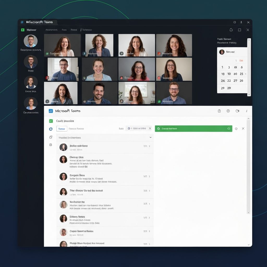 Microsoft Teams interface showing video conferencing and collaboration features