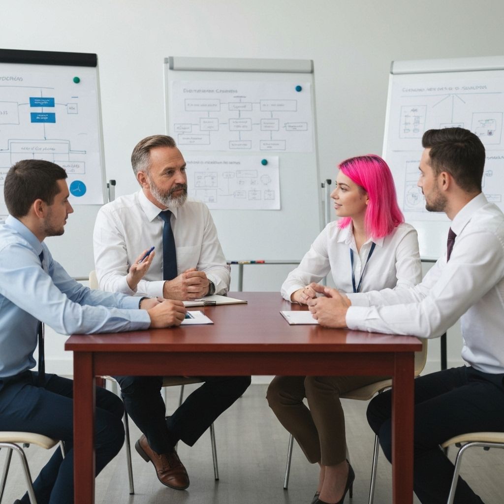Professionals discussing IT services optimization