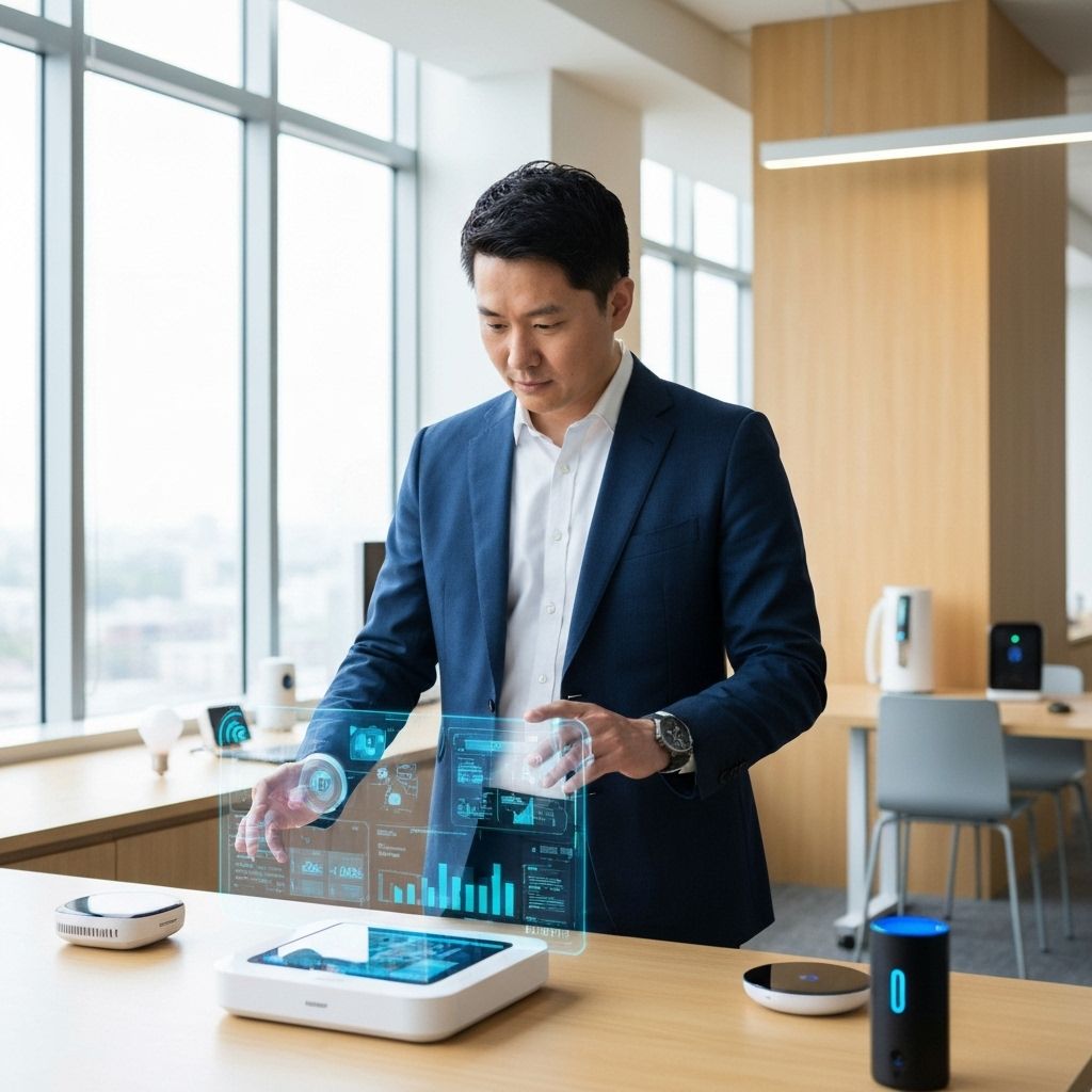 Professional using IoT hardware solutions